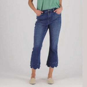 Laurie Felt Daisy Denim Scalloped Leg Crop Jeans
